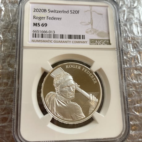 NGC鑑定MS69 ロジャーフェデラー 20フラン銀貨 シルバーコイン スイス連邦造幣局 モダンコイン テニス 芝の王者 BIG4 Roger Federer