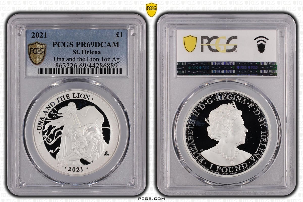 ホワイトスポット多め PCGS鑑定PF69 ウナとライオン 2021年 イギリス領