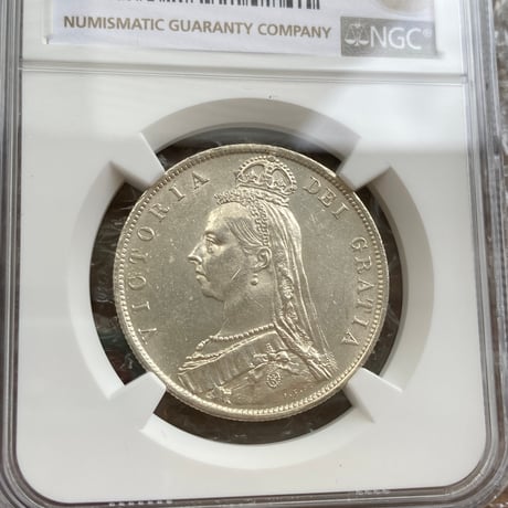 NGC鑑定MS62 1887年 ハーフクラウン銀貨 ヴィクトリア女王 ジュビリーヘッド シルバー アンティークコイン イギリス 英国 1/2c JUBILEE HEAD HALF CROWN
