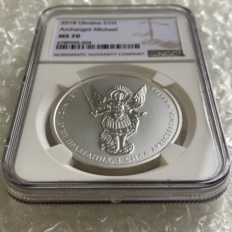 NGC鑑定MS70 ウクライナ 2018年 1フリブニャ銀貨 シルバーコイン 大天使ミカエル UKRAINE ARCHANGEL MICHAEL