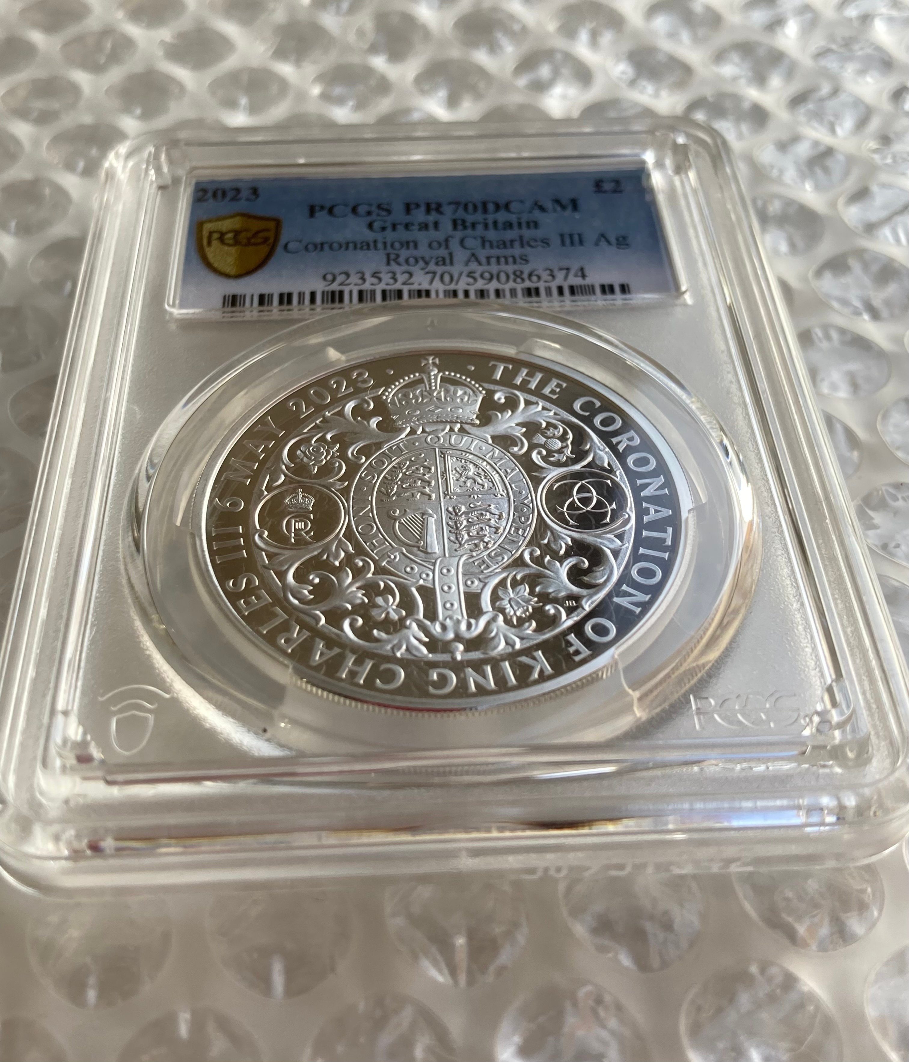 2023 イギリス チャールズ3世 戴冠記念 銀貨 REVERSE PF70 PCGS鑑定PR70】 2023年 チャールズ3世 戴冠式記念 クラウン 王冠 1