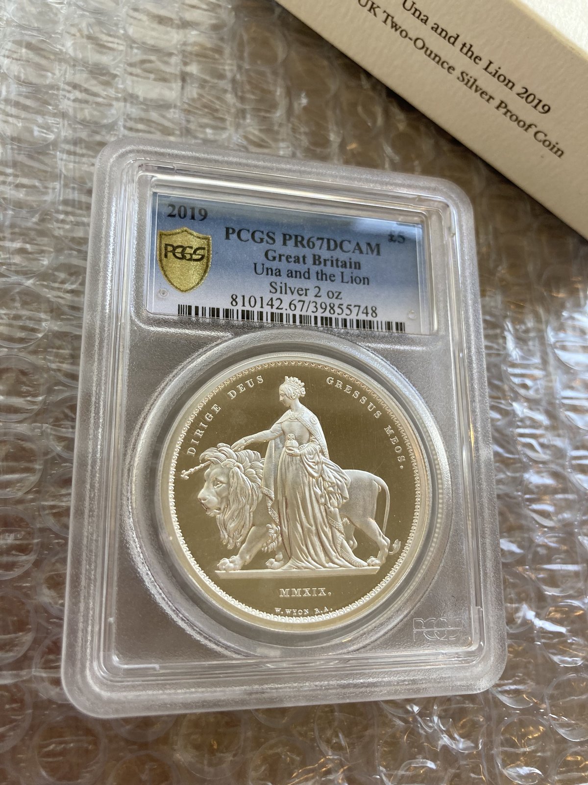 2019ロイヤルミント　ウナとライオン銀貨　2oz PCGS鑑定PR67 2019年 ウナとライオン ロイヤルミント 2019年 2