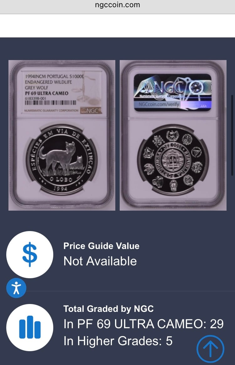 灰色オオカミ 狼 ポルトガル 1994年 絶滅危惧種動物シリーズ