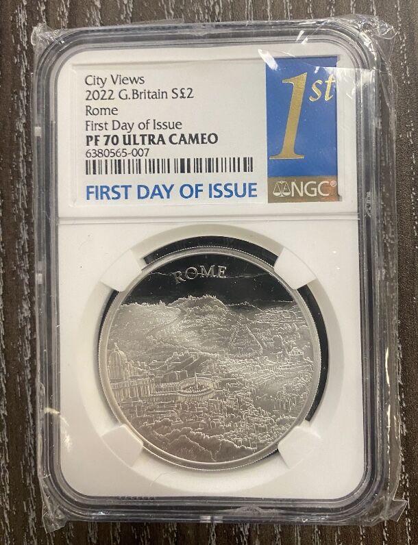 NGC70鑑定+FDI・発行即日鑑定】1オンス銀貨 都市景観 ローマ 2022年