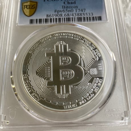 【PCGS鑑定最高鑑定・PR68】 ビットコイン チャド共和国 CFAフラン プルーフ版 1オンス銀貨 シルバー クリプトコイン 暗号資産 暗号通貨 仮想通貨 Bitcoin