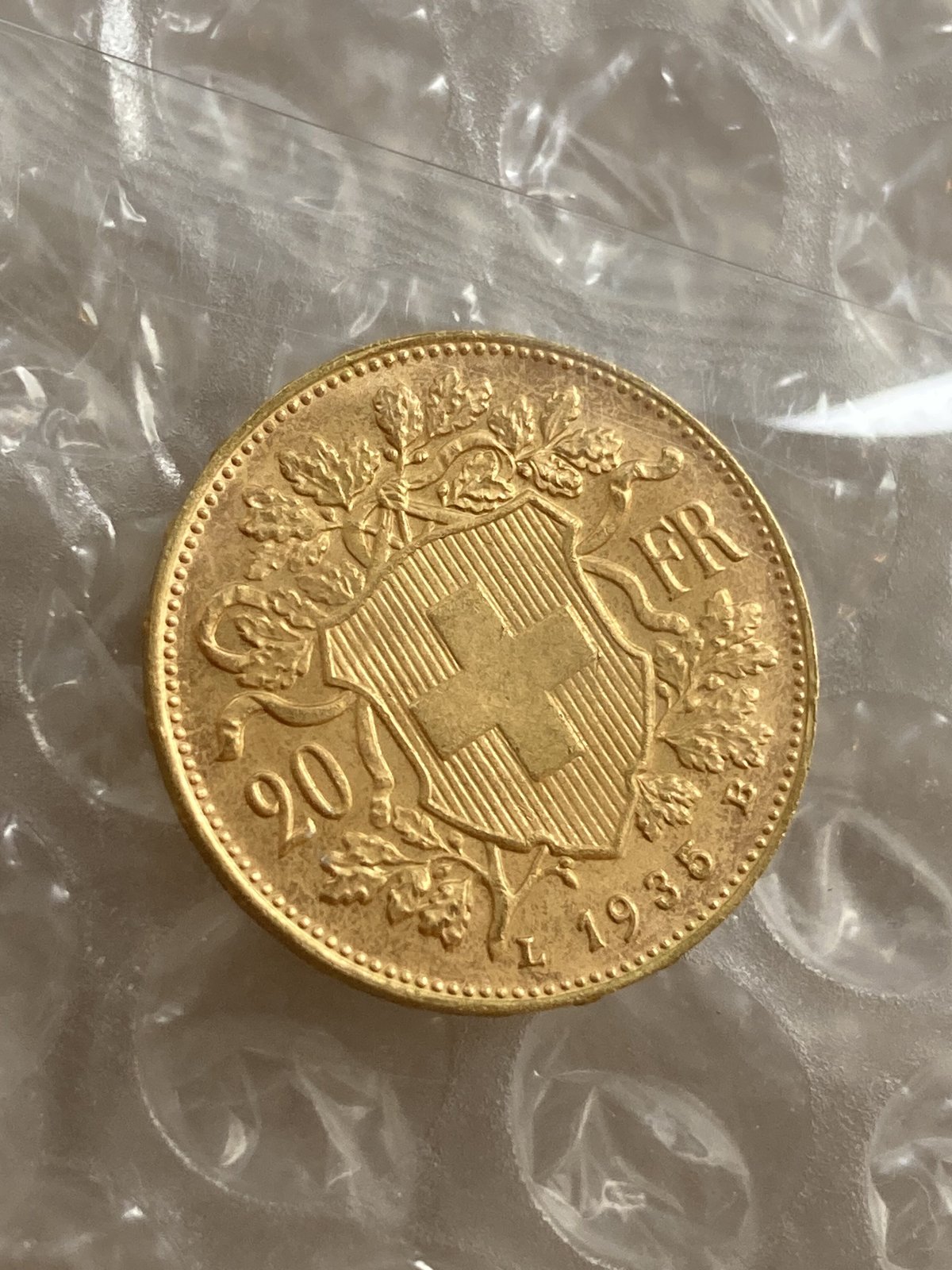 1935年 スイス ブレネリ アルプスの少女 20フラン 金貨 NGC MS65 fit=scale-down,w=1200