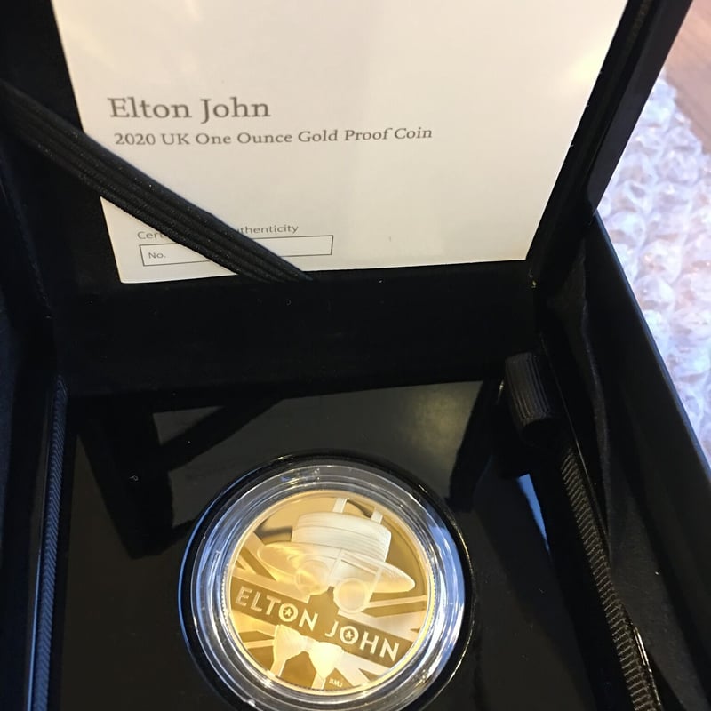 エルトン・ジョン 1オンス金貨 100ポンド プルーフコイン
