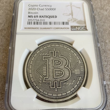 【NGC鑑定・MS69】 ビットコイン チャド共和国 CFAフラン アンティーク版 1オンス銀貨 シルバーコイン 暗号資産 暗号通貨 仮想通貨 クリプトアセット Bitcoin