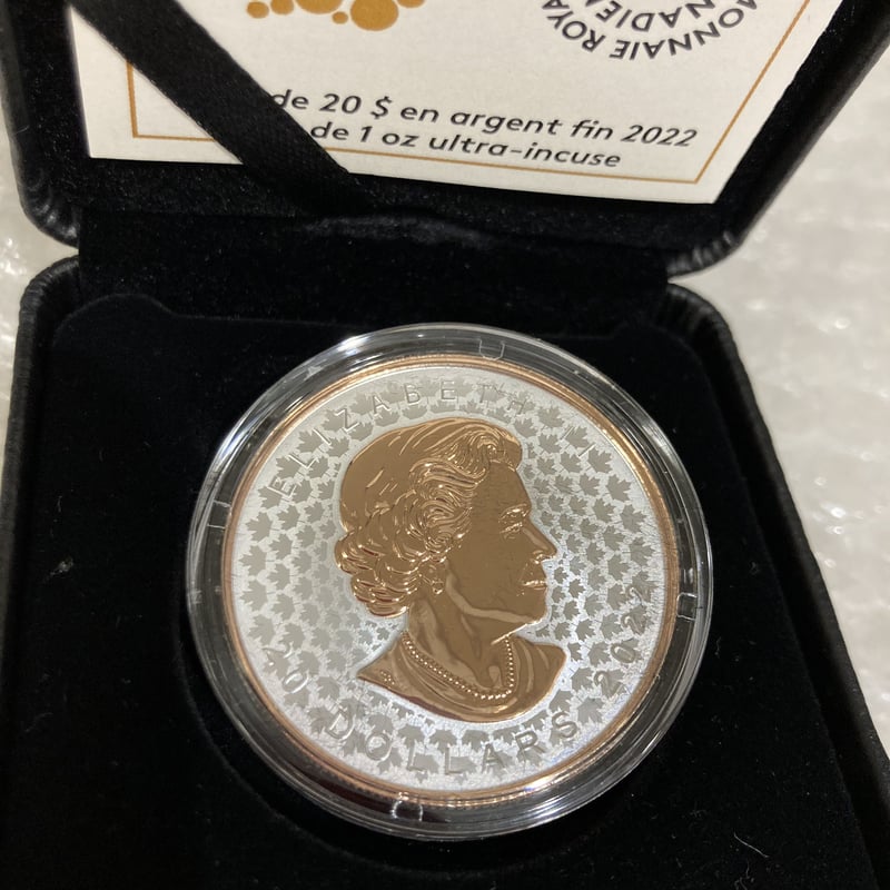 カナダ メイプルリーフ銀貨 2022年 特殊打刻コイン 20ドル