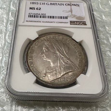 NGC鑑定MS62 クラウン銀貨 ヴィクトリア女王 1893年 ヴェールヘッド シルバー アンティークコイン イギリス 英国 ハーフではない