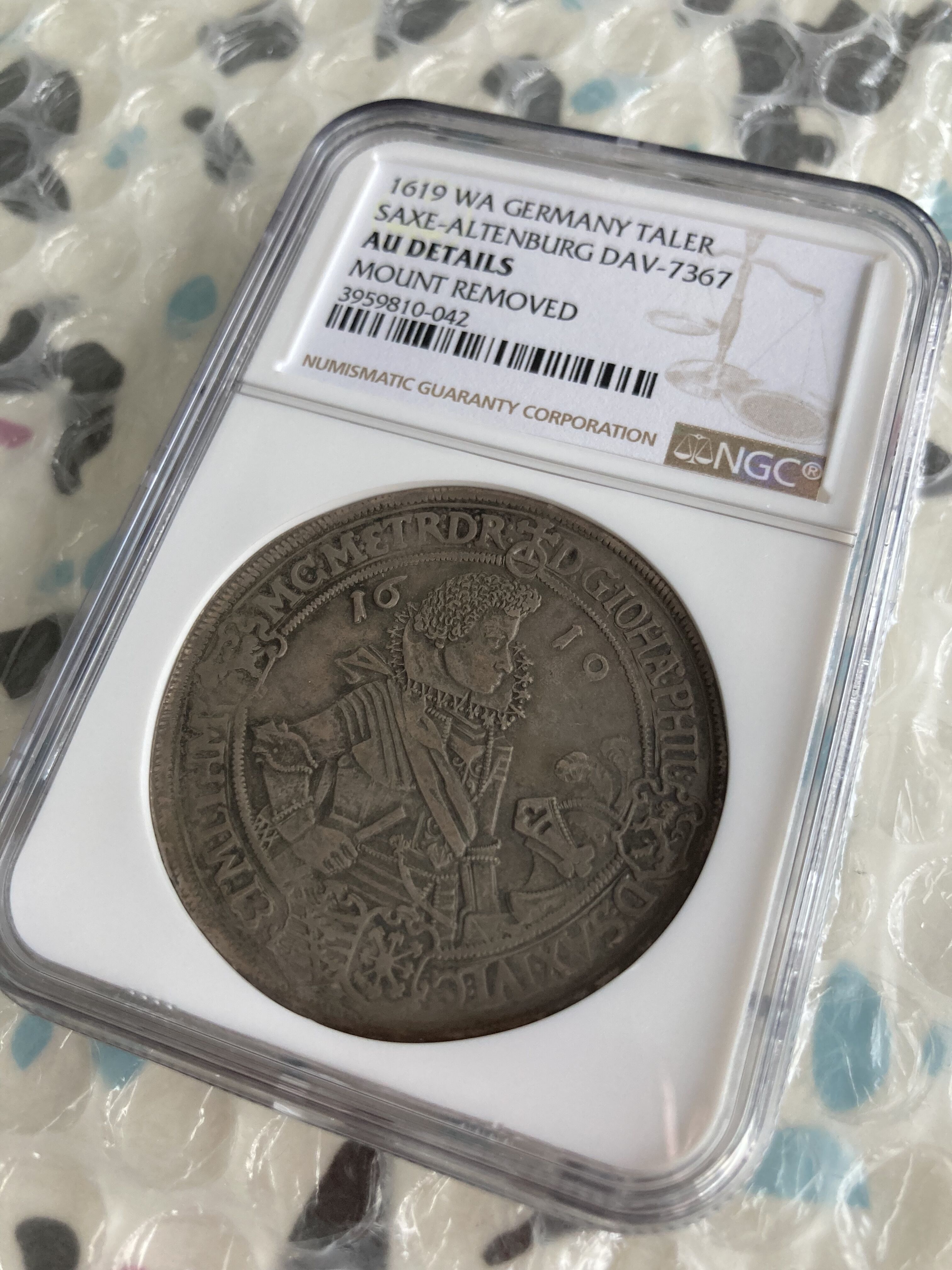 ターラー銀貨 4兄弟 1619年 神聖ローマ帝国 ドイツ ザクセン アルテン