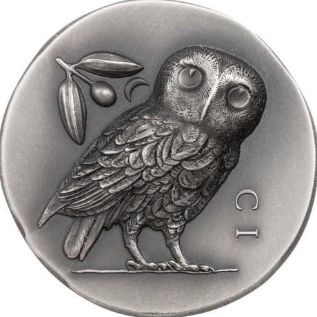 アテネ フクロウ銀貨 $5 1オンス銀貨 クック諸島 アンティーク仕上げ シルバーコイン テトラドラクマ ATHENA’S OWL 2021 $5 1 OZ PURE SILVER COIN COOK