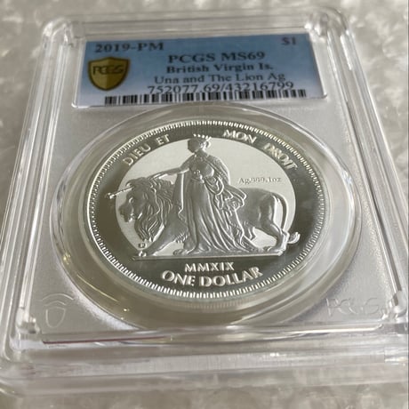 【PCGS鑑定MS69】 ウナとライオン 2019年 イギリス領 ヴァージン諸島 1オンス 1ドル銀貨 シルバーコイン リバースプルーフ 英国 BVI Una Lion 1oz