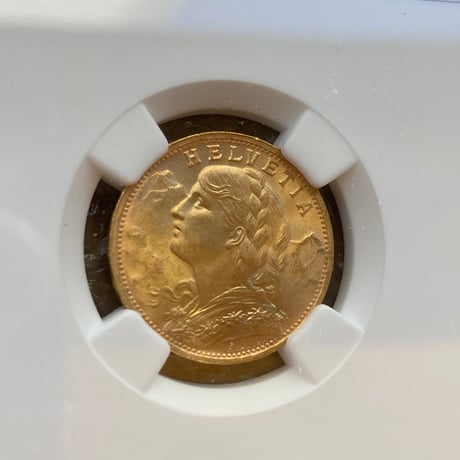 1935年LB スイス 20フラン金貨 ゴールド アルプスの少女 ブレネリ NGC鑑定MS64 アルプス山脈と少女図 アンティークコイン
