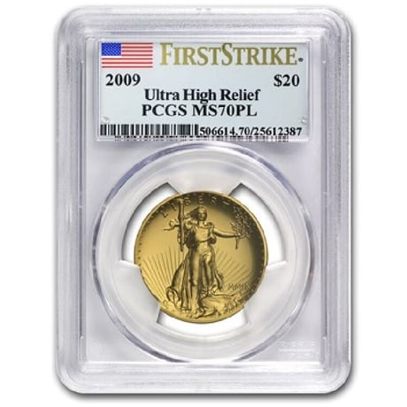【PCGS MS70PL First Strike】2009年 セントゴーデンス ウルトラハイレリーフ金貨 ダブルイーグル ゴールドコイン プルーフライク High Relief