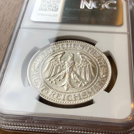 NGC鑑定MS64 ドイツ ワイマール共和国 1929年 5ライヒスマルク銀貨 かしの木 オークツリー シルバーコイン GERMANY OAK TREE