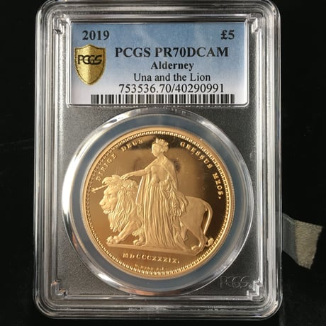 PCGS PR70DCAM Una  Lion Alderney ウナとライオン 2019 イギリス領オルダニー島 ５ポンドプルーフ金貨 ゴールド コイン エリザベス ヴィクトリア