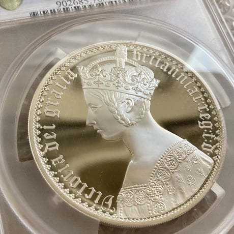 ※世界で1枚 【PCGS70鑑定】5オンス銀貨 ロイヤルミント版 ゴチッククラウン ヴィクトリア女王 ポートレート シルバープルーフコイン ゴシック Royal Mint GOTHIC CROWN