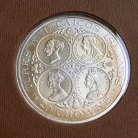 1976年 タークス・カイコス諸島 イギリス領 ヴィクトリア女王 20クラウン銀貨 シルバーコイン 裏面エリザベス女王 冊子