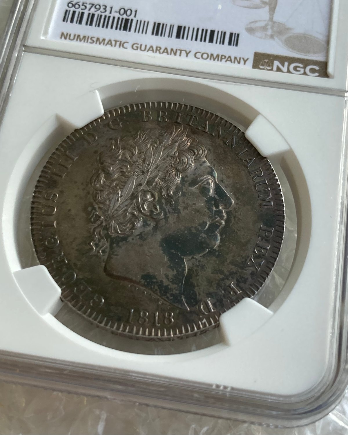 1818年LⅧ クラウン銀貨 ジョージ3世 NGC鑑定UNC ピストルッチ 聖
