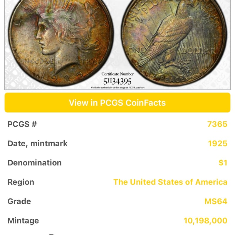 1996年 ウォーキングリバティ PCGS MS68 レインボートーン USA 真正