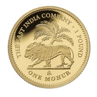 【発行100枚・特別ケース】モハール金貨 ライオン 2022年 イギリス領セントヘレナ造幣局 1ポンド ゴールドプルーフコイン インド MOHUR GOLD COIN INDIA