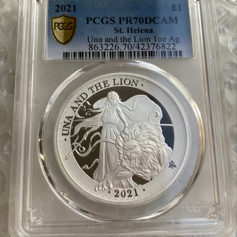 PCGS鑑定PR70】 ウナとライオン 2021年 イギリス領セントヘレナ造幣局