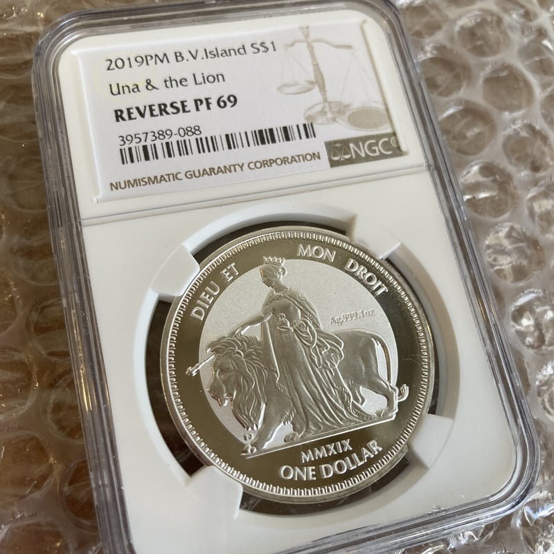 ウナとライオン1ドル銀貨　世界一美しいコインNGC69