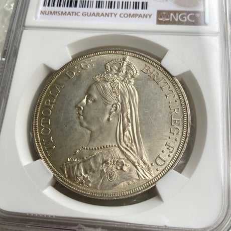NGC鑑定MS62 ジュビリーヘッド 1887年 クラウン銀貨 ヴィクトリア女王 シルバー アンティークコイン イギリス 英国 ※ハーフクラウンではない