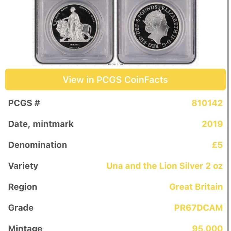 PCGS鑑定PR67 2019年 ウナとライオン ロイヤルミント 2019年 2オンス