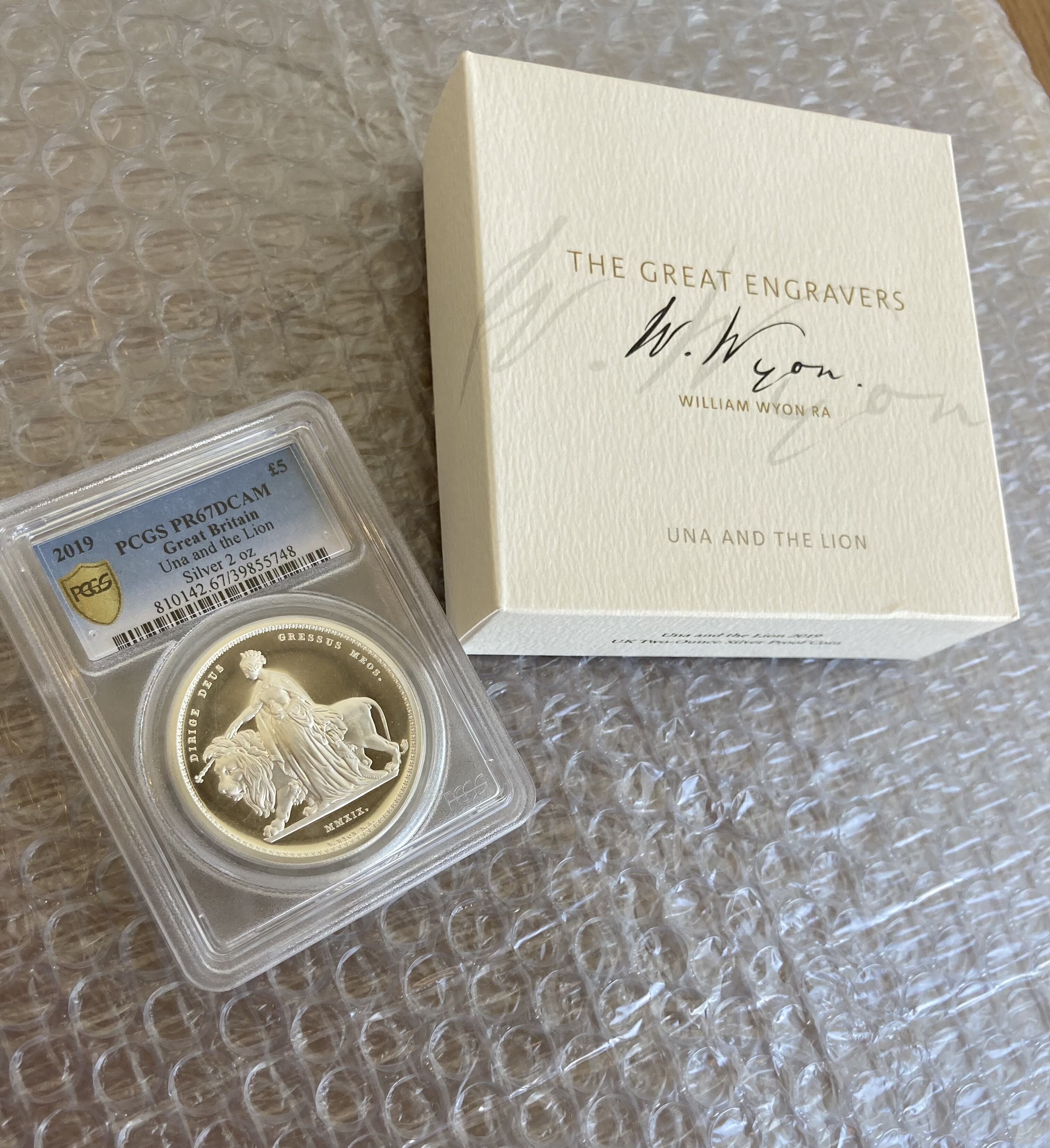 イギリス領ヴァージン諸島 2019年 ウナとライオン 2oz銀貨 PF 67 original