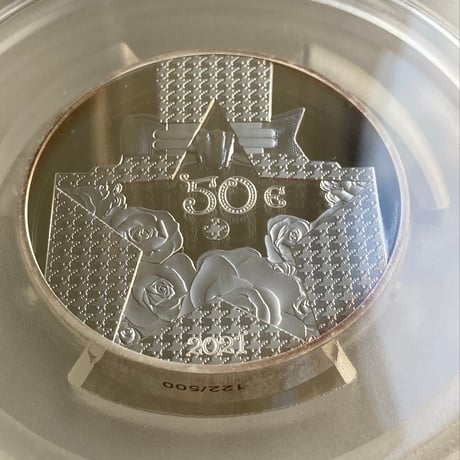 【PCGS鑑定PR69】Dior公式 ディオール 5オンス銀貨 50ユーロ シルバープルーフコイン フランス造幣局 フレンチミント ミスディオールモチーフ 香水 瓶 ボトル french mint