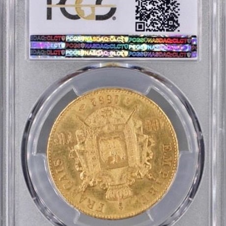 1862A PCGS MS63 G100 Francs gold coin フランス ナポレオン3世 月桂樹 有冠 100フラン金貨 ゴールド アンティークコイン