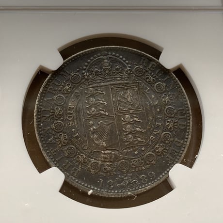 NGC鑑定XF40 1889年ハーフクラウン 銀貨 ヴィクトリア女王 クイーン 英国 イギリス アンティークコイン 1/2C crown silver coin