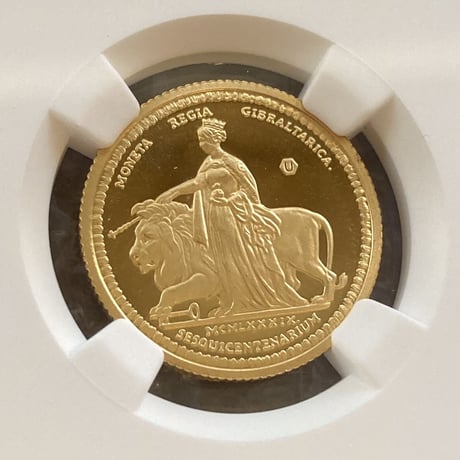 【NGC鑑定MS68・Top4】1989年 ウナとライオン イギリス領ジブラルタル 1ソブリン金貨 ゴールドコイン ミドルエリザベス ヴィクトリア女王1839年版からの150周年記念