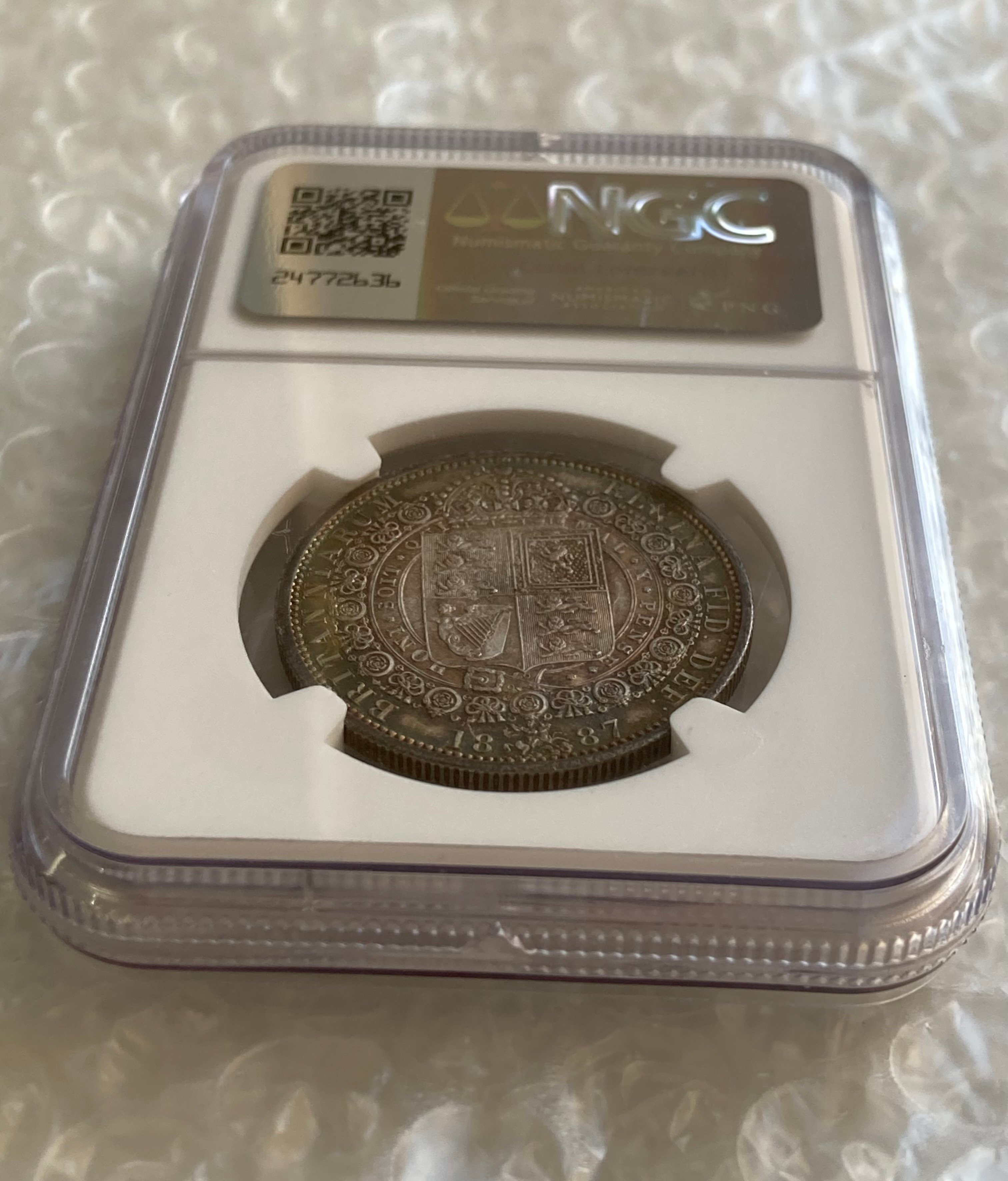 NGC鑑定MS63 1887年 ハーフクラウン銀貨 ヴィクトリア女王 ジュビリー