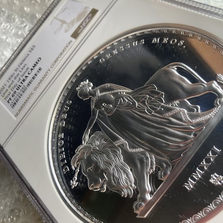 【1kg銀貨・NGC69鑑定FDI・マスターピース版】ウナとライオン ウィリアム・ワイオンデザイン 2021年 セントヘレナ 1キログラム銀貨 シルバープルーフコイン
