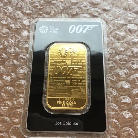 007 1オンス 金 ゴールドバー 英国 イギリス ロイヤルミント James Bond 1oz gold bar Royal Mint インゴッド 延棒