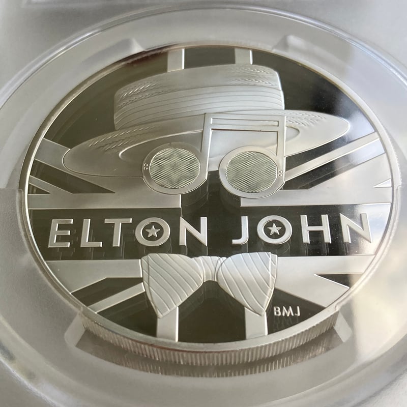 PCGS鑑定PR69 エルトンジョン 5オンス 10ポンド銀貨 シルバープルーフ