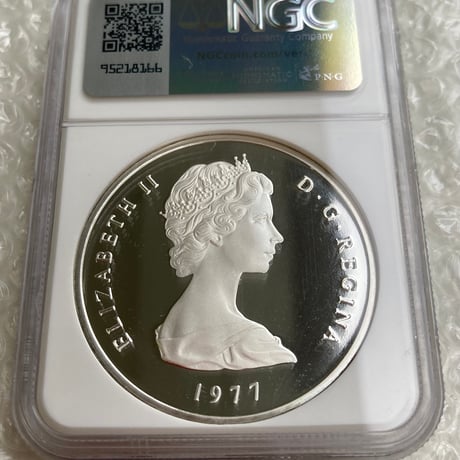 NGC鑑定PF69 1977年 タークス・カイコス諸島 イギリス領 ヴィクトリア女王 20クラウン銀貨 シルバーコイン