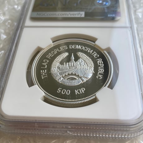 動物シリーズ NGC鑑定PF69 1998年 ラオス コープレイ ウシ 500キープ銀貨 シルバー プルーフコイン Laos KOUPREY
