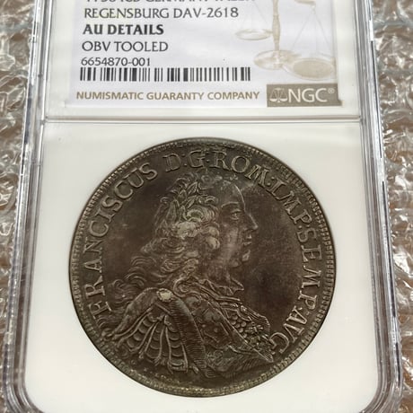 NGC鑑定AU ドイツ 都市景観 1756年 レーゲンスブルク フランツ1世 ターラー銀貨 ターレル アンティークコイン TALER REGENSBURG ※Detailsあり