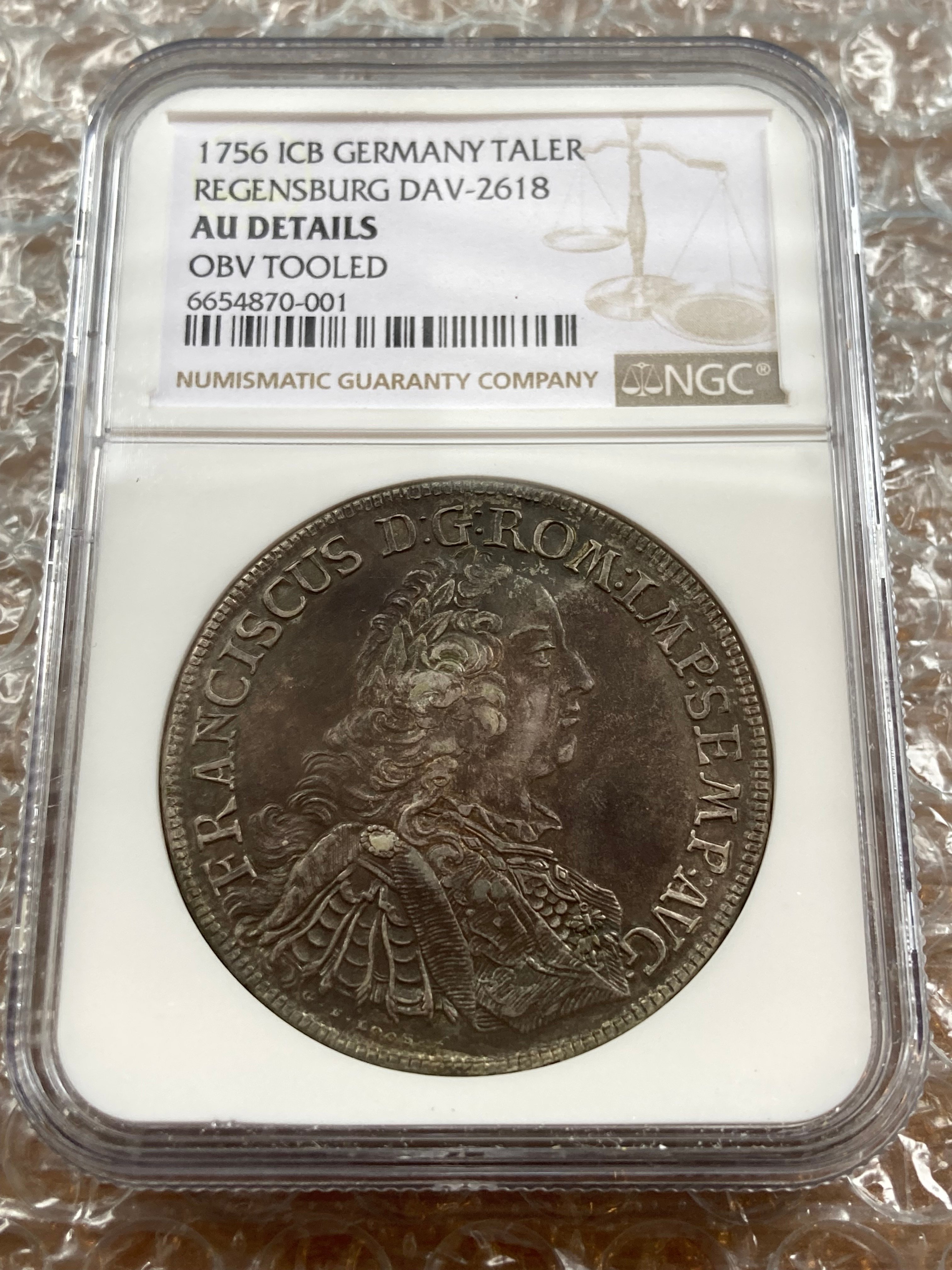 1754 レーゲンスブルク 都市景観ターラー NGC AU Details NGC鑑定AU ドイツ 都市景観 1756年 レーゲンスブルク フランツ1世