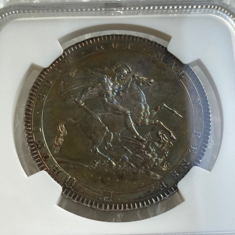 1818年LⅧ クラウン銀貨 ジョージ3世 NGC鑑定UNC ピストルッチ 聖