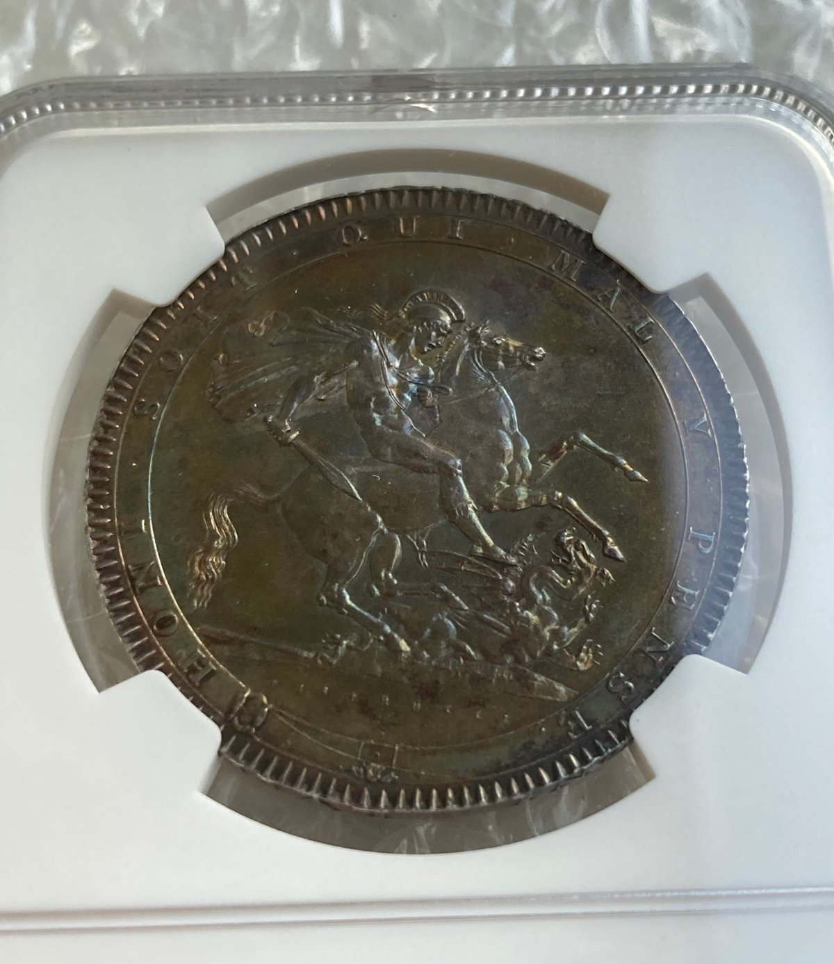 1818年LⅧ クラウン銀貨 ジョージ3世 NGC鑑定UNC ピストルッチ 聖