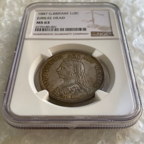 NGC鑑定MS63 1887年 ハーフクラウン銀貨 ヴィクトリア女王 ジュビリーヘッド シルバー アンティークコイン イギリス 英国 JUBILEE HEAD HALF CROWN
