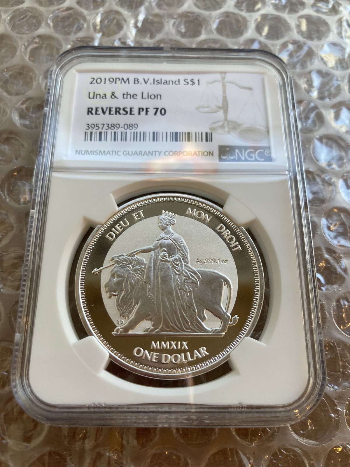 NGC70・最高鑑定】ウナとライオン 2019 イギリス領 ヴァージン諸島 1