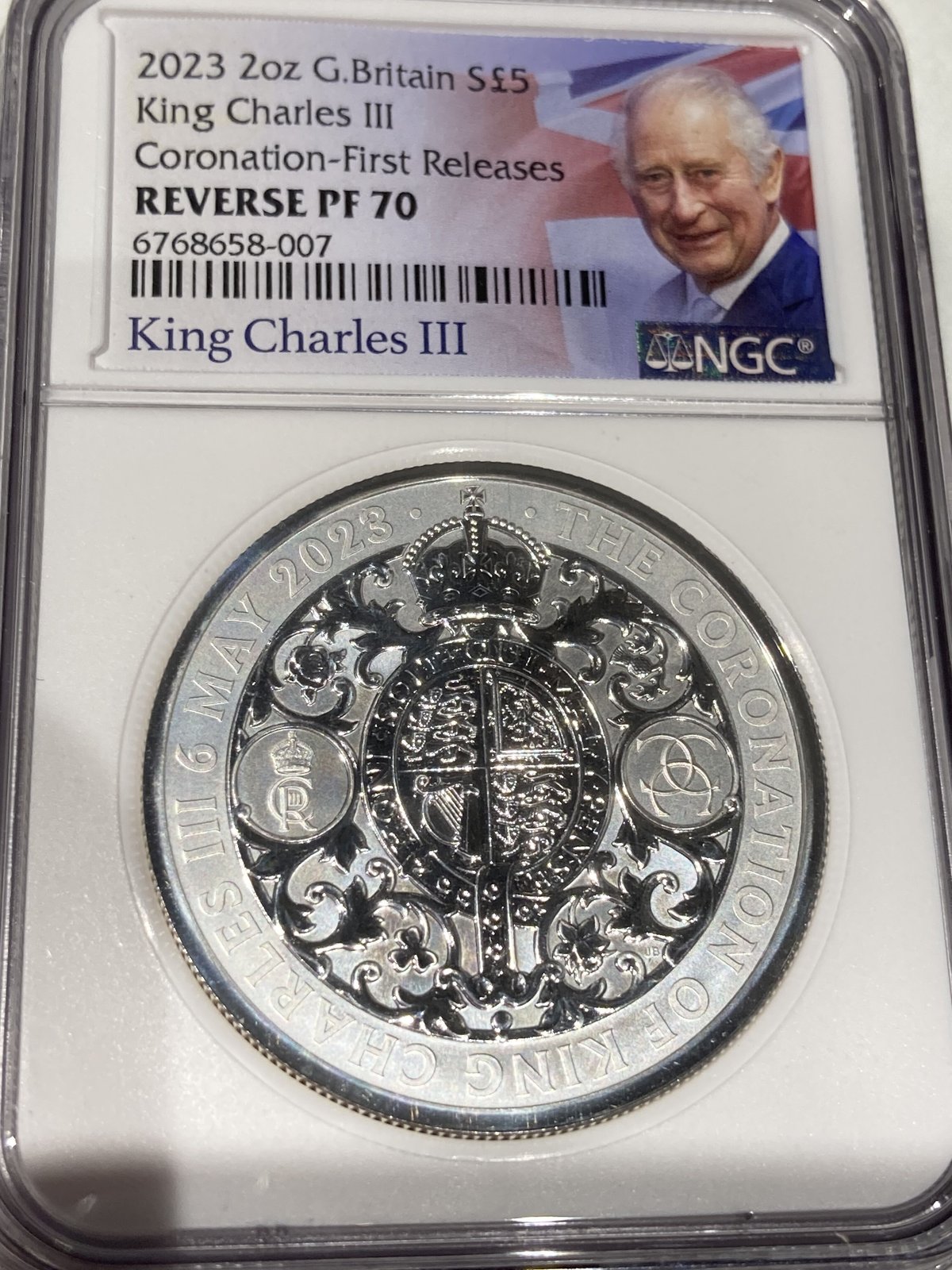 リバース版】2oz・NGC鑑定PF70 2023年 チャールズ3世 戴冠式記念コイン リバース版】2oz・NGC鑑定PF70 2023年 チャールズ3世 戴冠式記念コイン