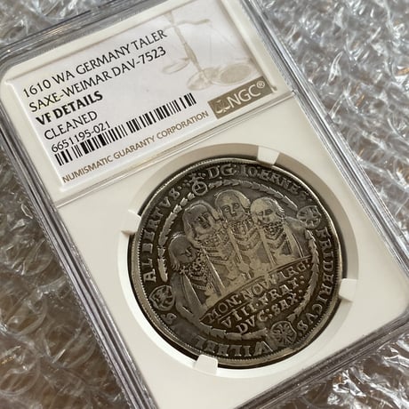 1610年 ザクセン・ワイマール ターラー銀貨 アンティークコイン ドイツ NGC鑑定VF GERMANY SAXE-WEIMAR DAV-7523 ※DETAILSあり