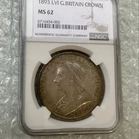 NGC鑑定MS62 クラウン銀貨 ヴィクトリア女王 1893年 ヴェールヘッド シルバー アンティークコイン イギリス 英国 ハーフではない